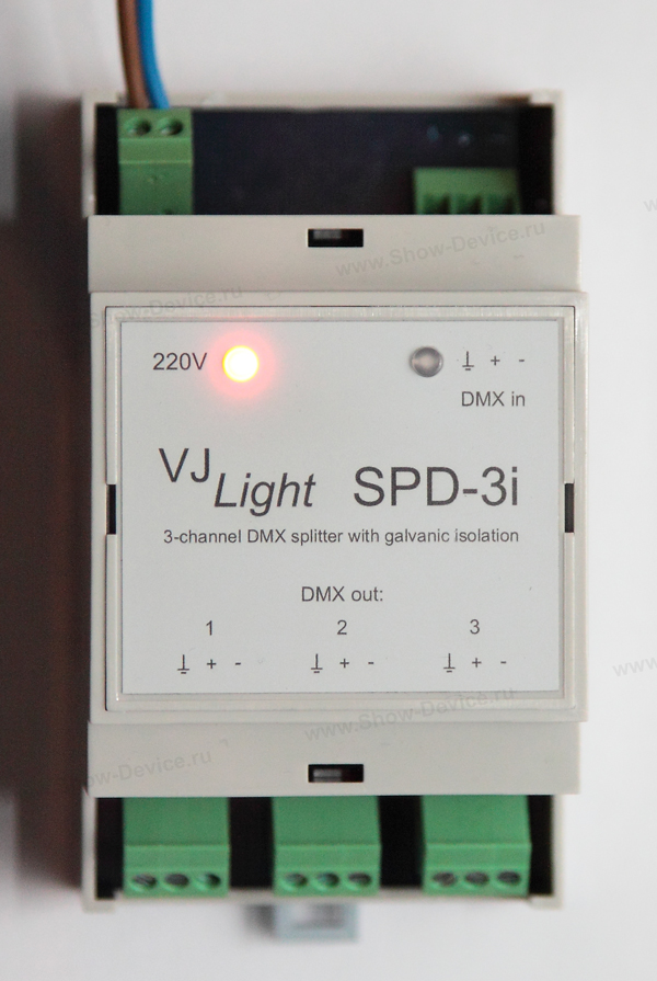 DMX сплиттер VJLight SPD-3i с двойной гальванической развязкой на DIN рейку