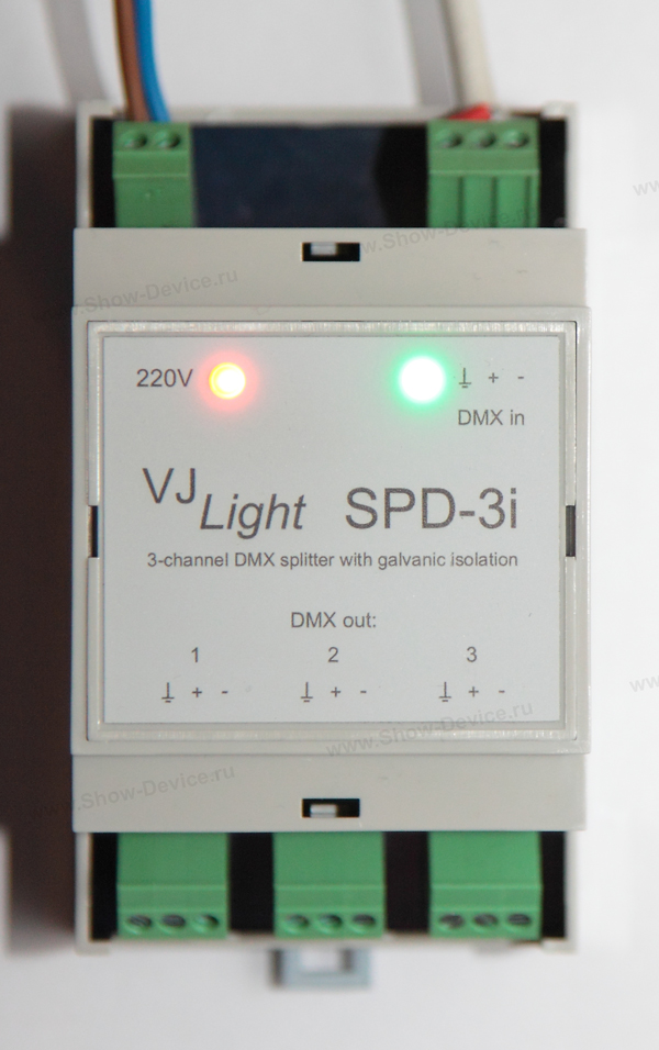 DMX сплиттер VJLight SPD-3i с двойной гальванической развязкой на DIN рейку