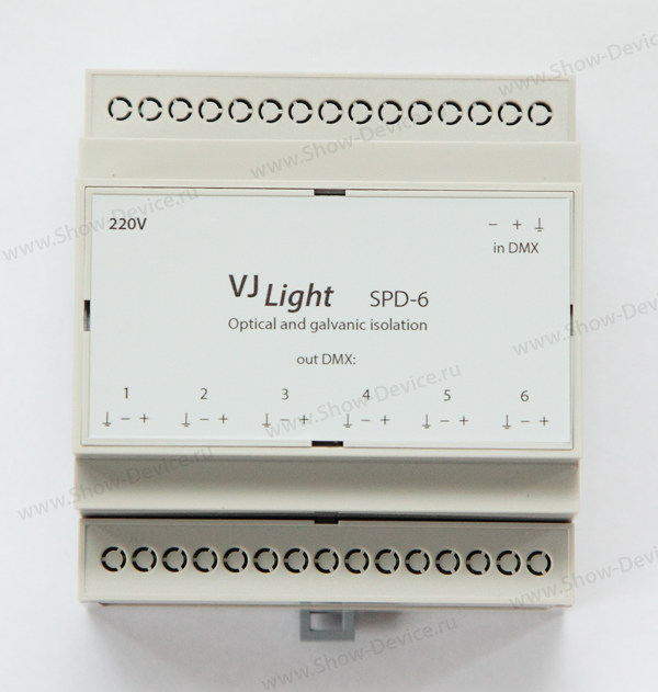 DMX сплиттер инсталляционный шестиканальный VJLight SPD-6