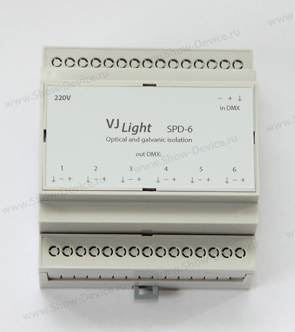 DMX сплиттер шестиканальный инсталляционный VJLight SPD-6 в электрощито