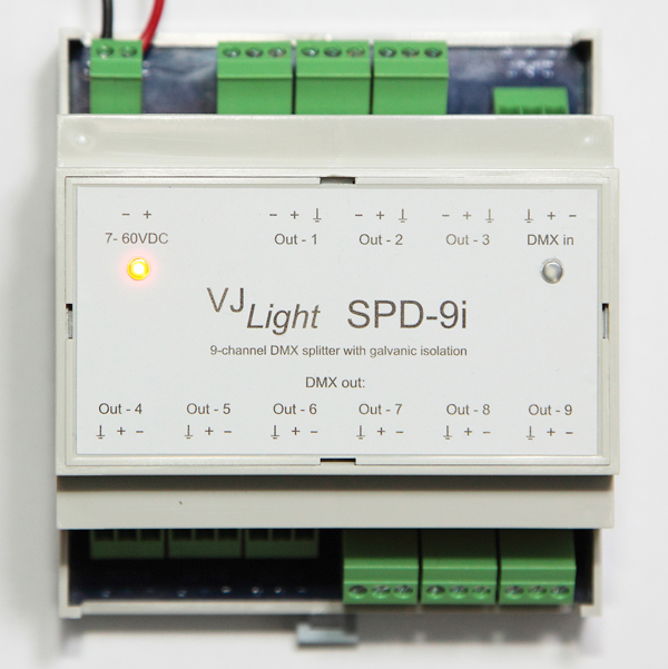 VJLight SPD-9i DMX сплиттер 1 вход - 9 выходов на DIN рейку